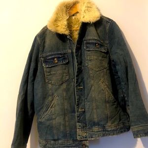 NEW- free people sherpa shearling Jean jacket